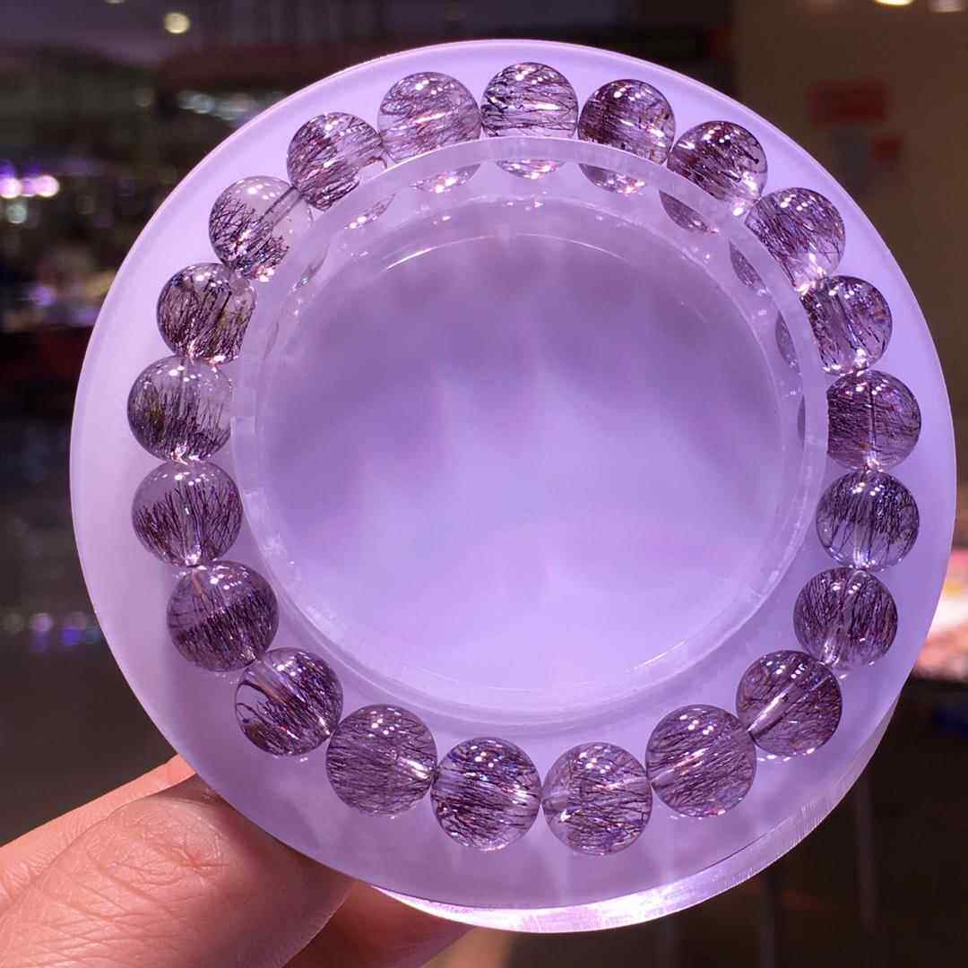 新品天然红超七手链金草莓晶紫红黑发晶手串男女款珠链珠规格9mm