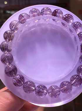 新品天然红超七手链金草莓晶紫红黑发晶手串男女款珠链珠规格9mm