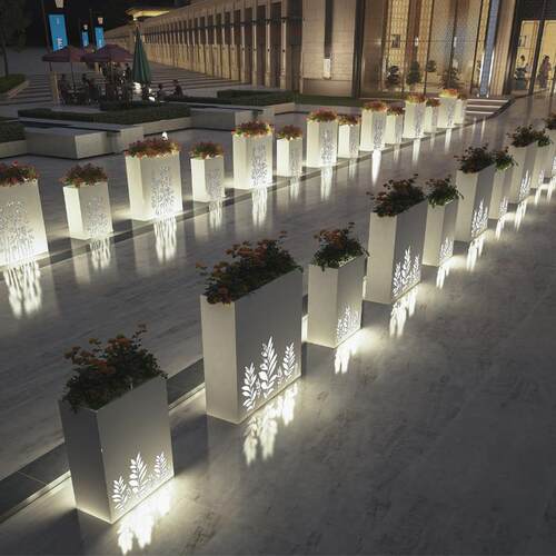 不锈钢花架市政门店镂空网红餐厅LED灯花箱组合户外发光花箱
