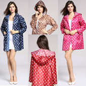 短款 户外圆点雨衣雨披连帽长袖 成人波点女款 工厂外贸出口日单时尚