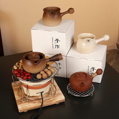 围炉煮茶火炉全套烧烤炉2025新款家用烤奶罐电陶炉侧把煮茶壶套装
