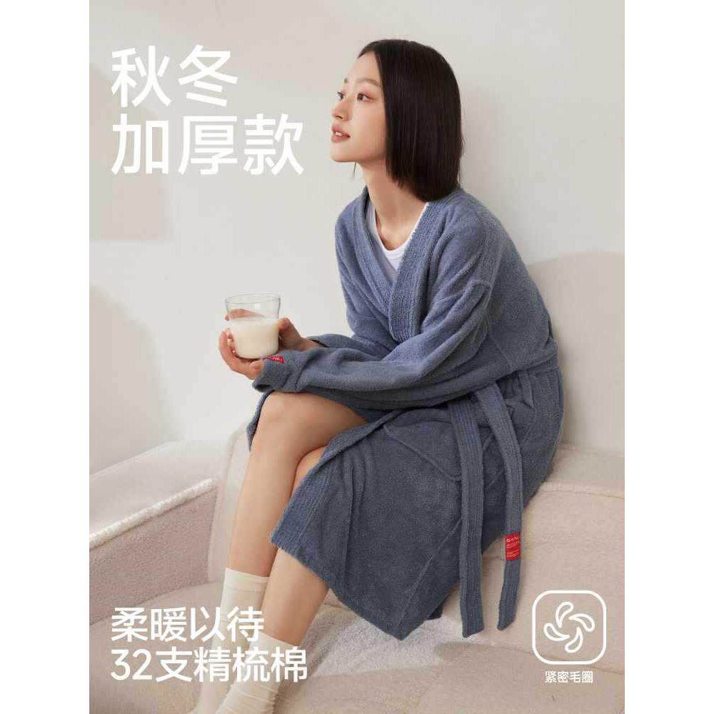 浴衣F96M996J华夫酒速春店夏干纯棉吸水浴袍夏细腻女柔软可穿浴巾