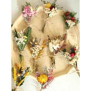 迷你满天星玫瑰干花花束墙面装饰壁挂插花diy材料相框门牌香薰花