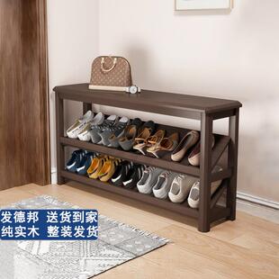 纯实木鞋架子家用进门口小型入户窄换鞋凳免安装鞋柜结实简易超薄