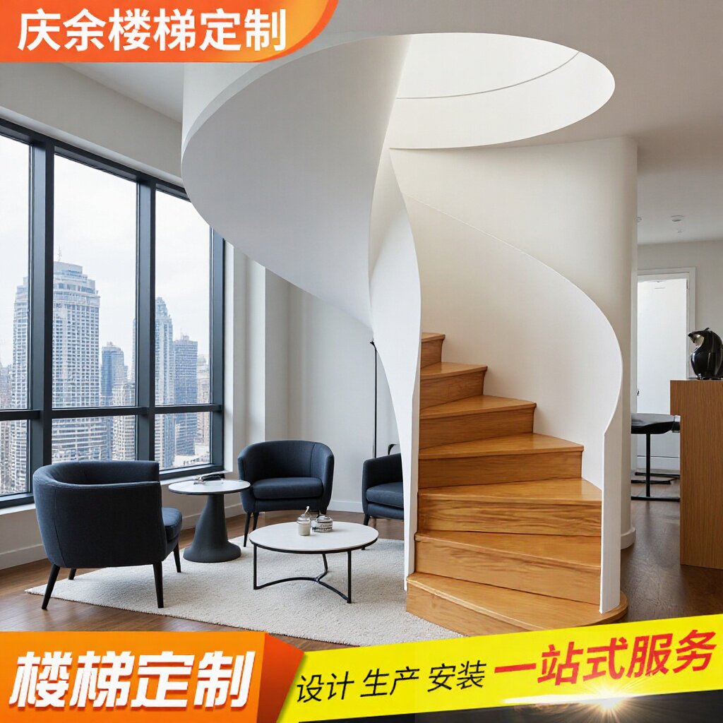钢结构旋转楼梯现代简约钢梯旋转楼梯无水泥基础架设计室内爬梯
