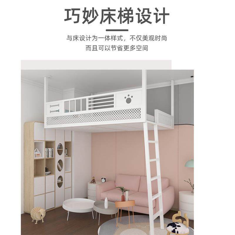 现代约高户架床阁楼loftbed7空中悬简挂铁艺吊床小型省空间复式铺