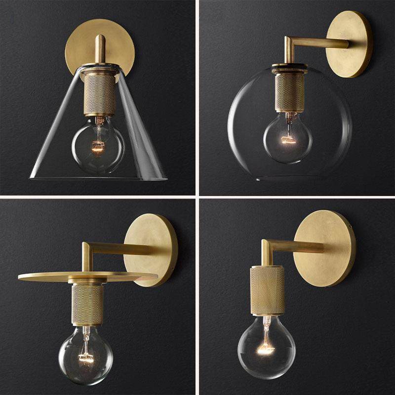 卧室床头壁灯复古铁艺玻璃镜前灯创意吧台走廊现代简约过道小墙灯