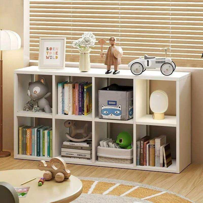 简约书架家用落地置物架组合格子柜矮柜收纳架储物柜多层客厅书柜