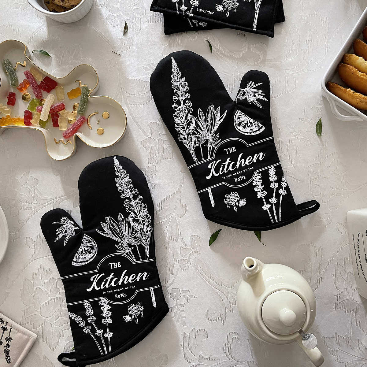 调性实用家居礼品 批发复古田园烤箱手套隔热垫厨房套装,居家日用,防护手套,淘宝优惠券,粉丝福利购,淘宝优惠卷