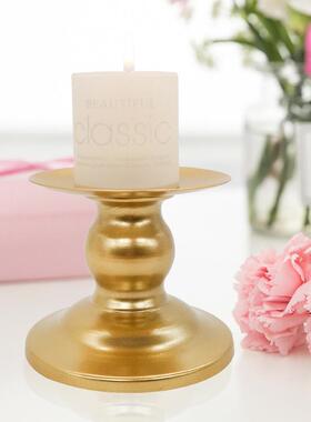 跨境厂家简约铁艺烛台金色做旧蜡烛杯复古布置装饰婚庆道具铁制