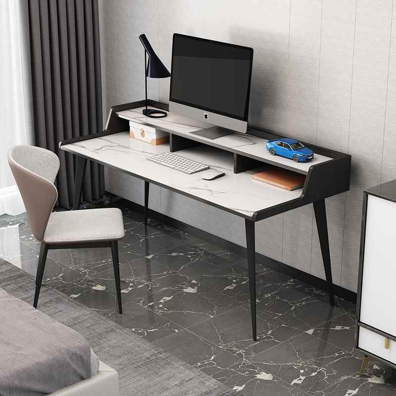 意式电脑台式桌家用书桌书架一体桌双层电脑桌台家用学生写字台桌