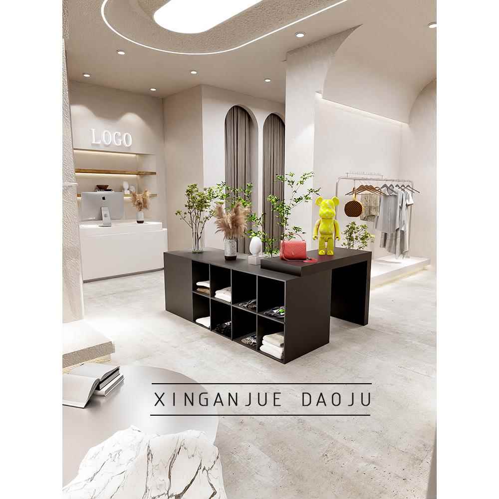服装店中岛桌展示台工业风店铺装饰陈列道具陈列黑色烤漆桌子