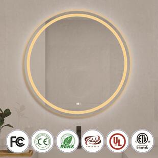 圆形触生摸感应智能带镜子光灯发化妆镜防雾壁挂卫间圆内磨砂浴室