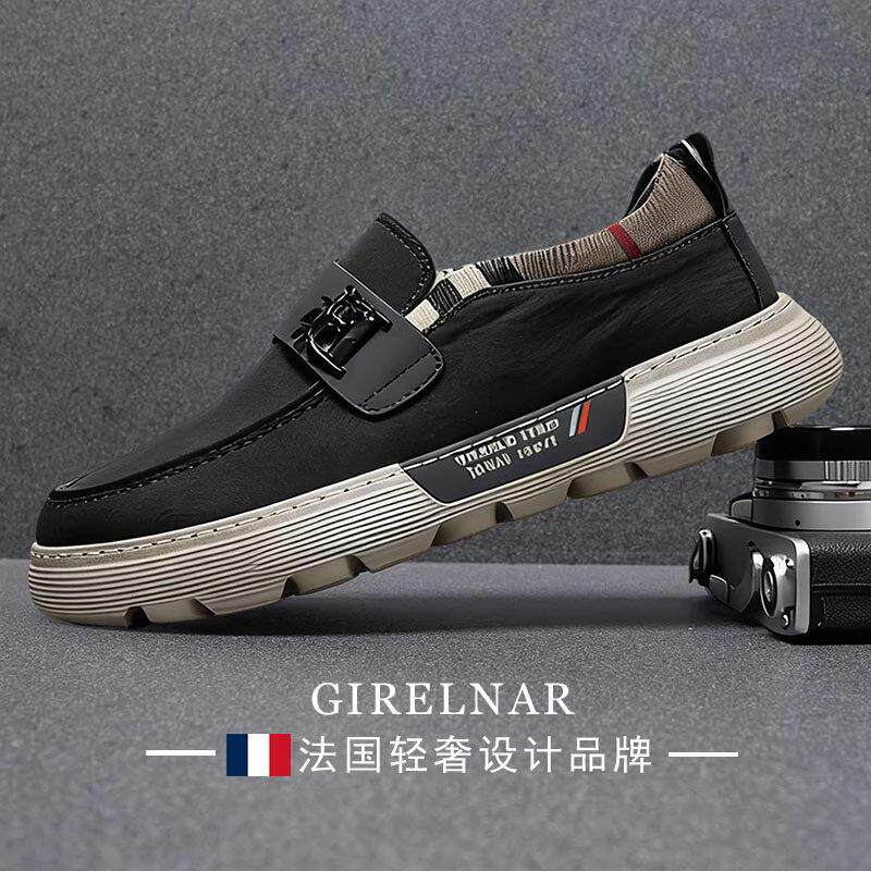 爵澜纳2026夏季新款冰丝透气休闲布鞋男舒适懒人一脚蹬乐福鞋男