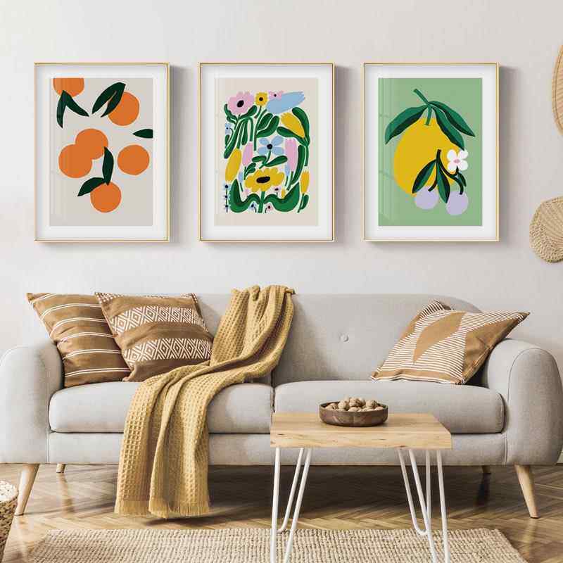 现代简HXS约温创意小清新抽f象花装饰画馨创意手绘植卉物版画lot