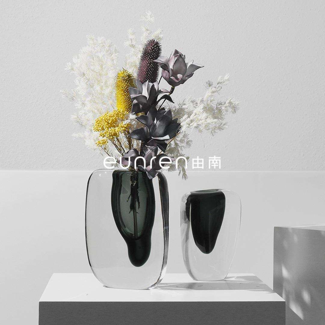 简约现代家具茶几玻璃插花器样板房间售楼处玄关电视柜花瓶摆件