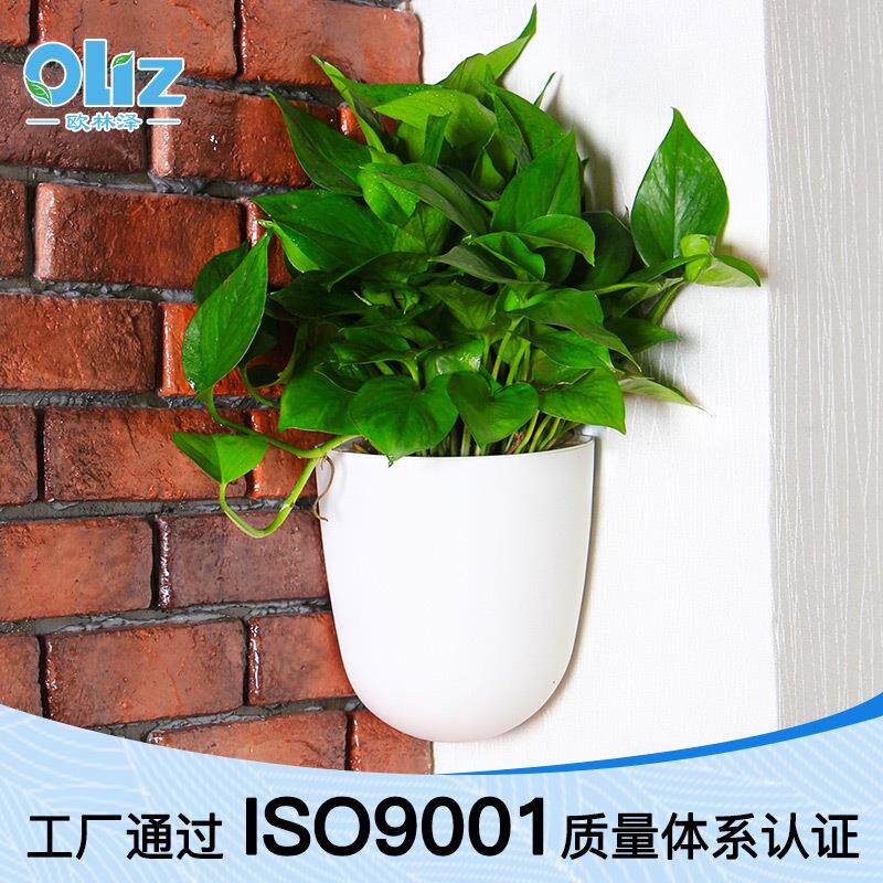 欧林泽厂家花盆直供K直角转角墙角转弯塑料壁挂式懒人自吸水花盆