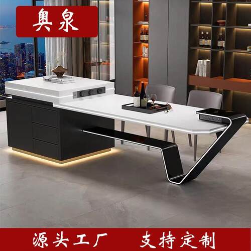 佛山岩板岛台餐桌一体可伸缩岩板家用中岛台现代多功能料理台吧台