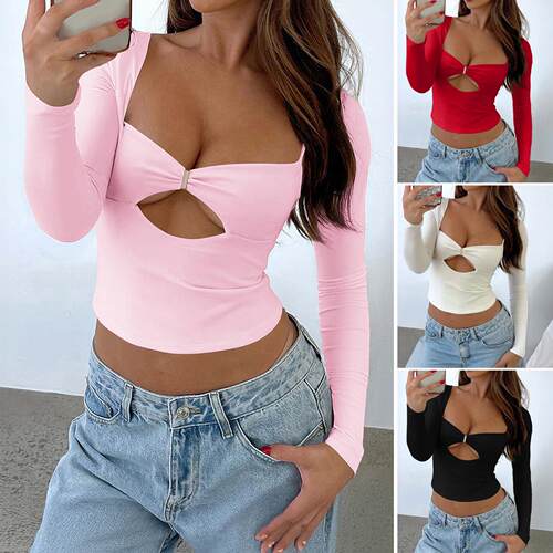 Sweet and spicy style long sleeved knitted women's clothing