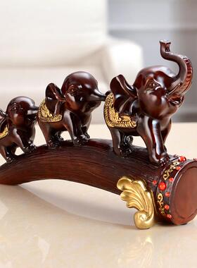 欧式树脂工艺品家居装饰玄关客厅酒柜隔板摆设复古象摆件新房礼品