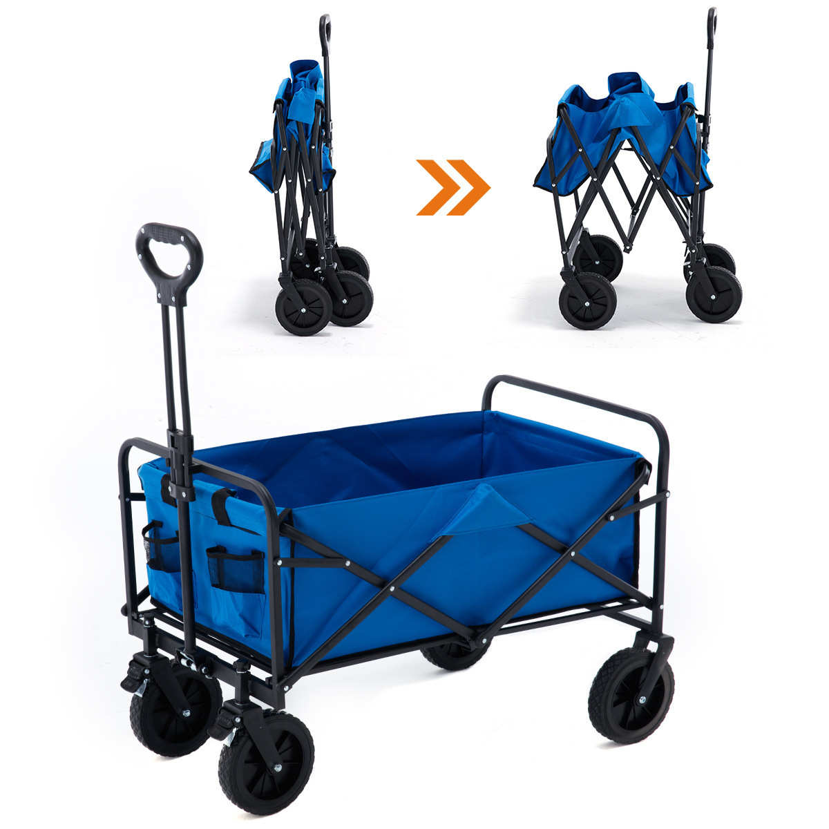 户外露营车折叠野炊拉杆车便携式野餐小拉车聚拢款大号摆摊小推车