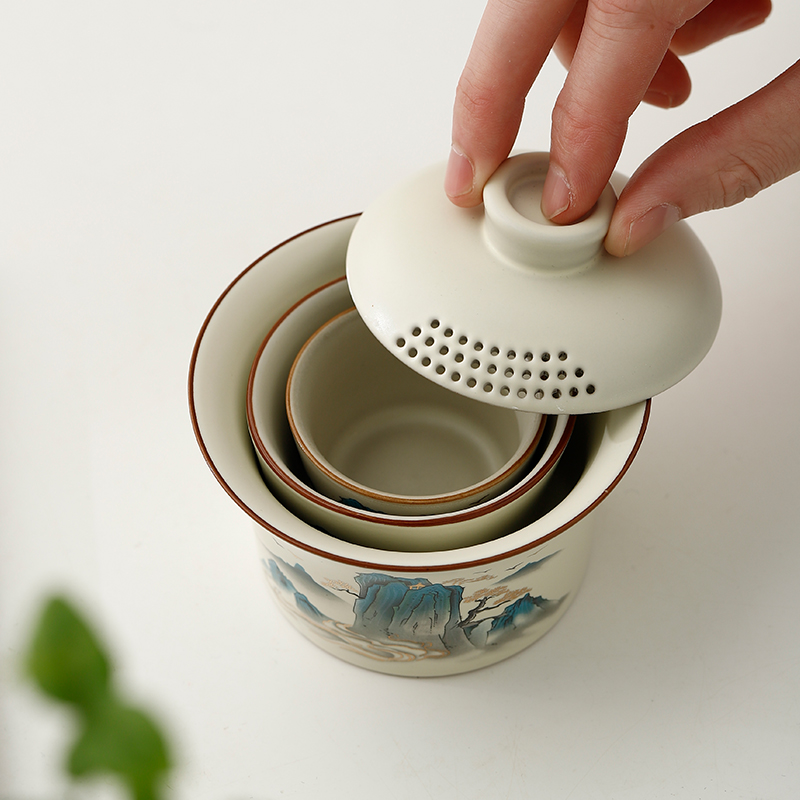 陶瓷旅行茶具家用茶壶茶杯简约快客杯商务团建礼品送员工客人礼品