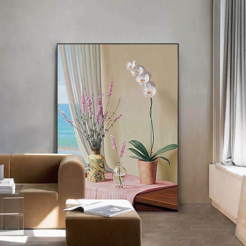 卧室房间轻奢抽象花束稿件床头挂画餐厅背景墙北欧风格挂画壁画