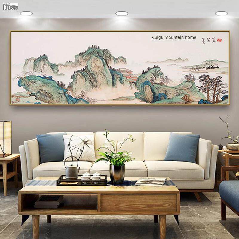 新中式翠谷山居钻石画2023新款客厅大气贴钻十字绣满钻风景山水画
