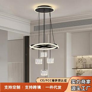 led餐厅灯具现代简约新款 客厅卧室灯四头网红轻奢水晶吊灯照明灯