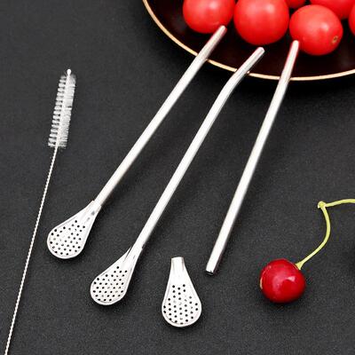 304 Stainless Steel Straw Spoon, Detachable for Coffee, Milk