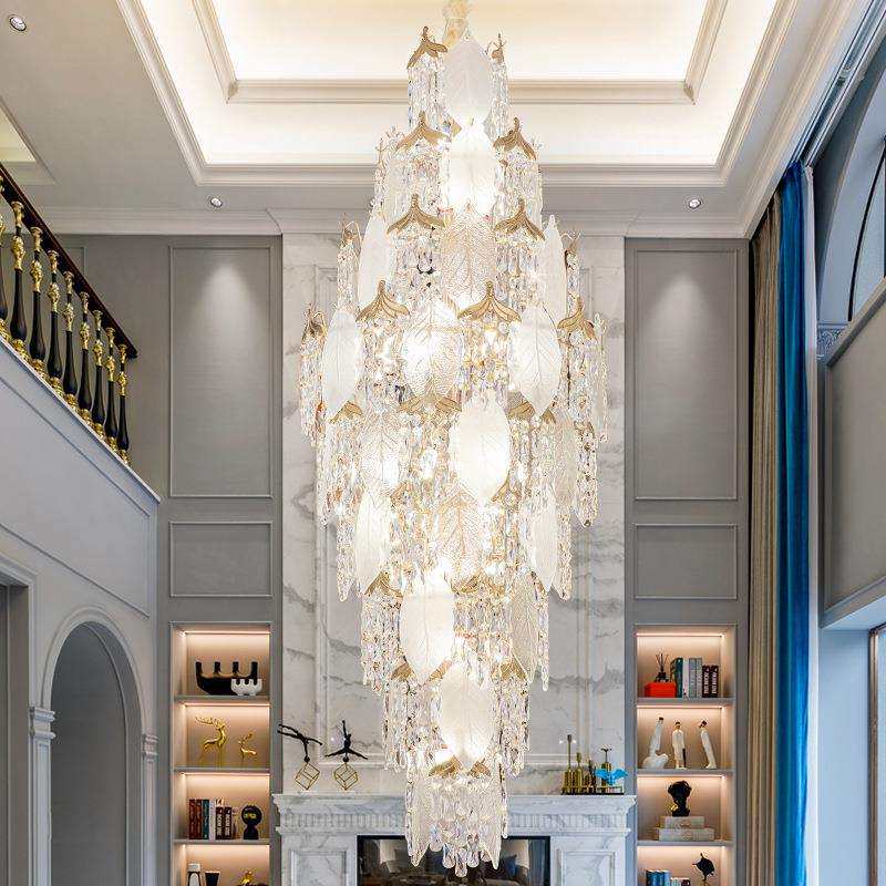 后现代别墅挑空客厅大吊灯复式楼中空大吊灯loft公寓轻奢水晶灯具