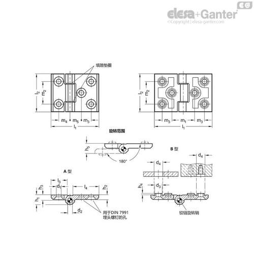 Elesa Ganter伊莉莎冈特 GN 237.3-elongated 不锈钢-重型铰链