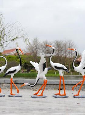 玻璃钢仿真仙鹤雕塑户外园林景观庭院水池假山草坪鸟类装饰品摆件