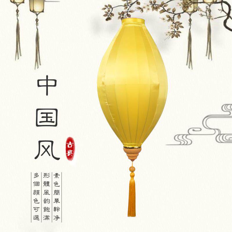 新中式布艺橄榄灯笼 国庆婚庆宫灯防水越南灯笼户外古风装饰灯笼
