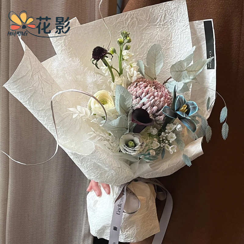 花影 手工石纹纸纹理手揉纸皱纹纸包花纸内衬纸花艺diy