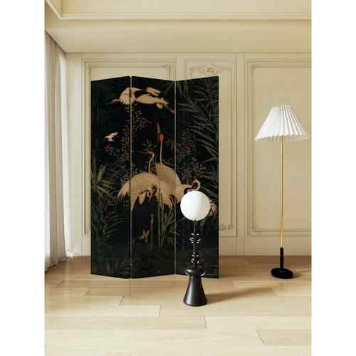 法式中古仙鹤屏风隔断客厅入户沙发背景可移动中国风折叠中式折屏