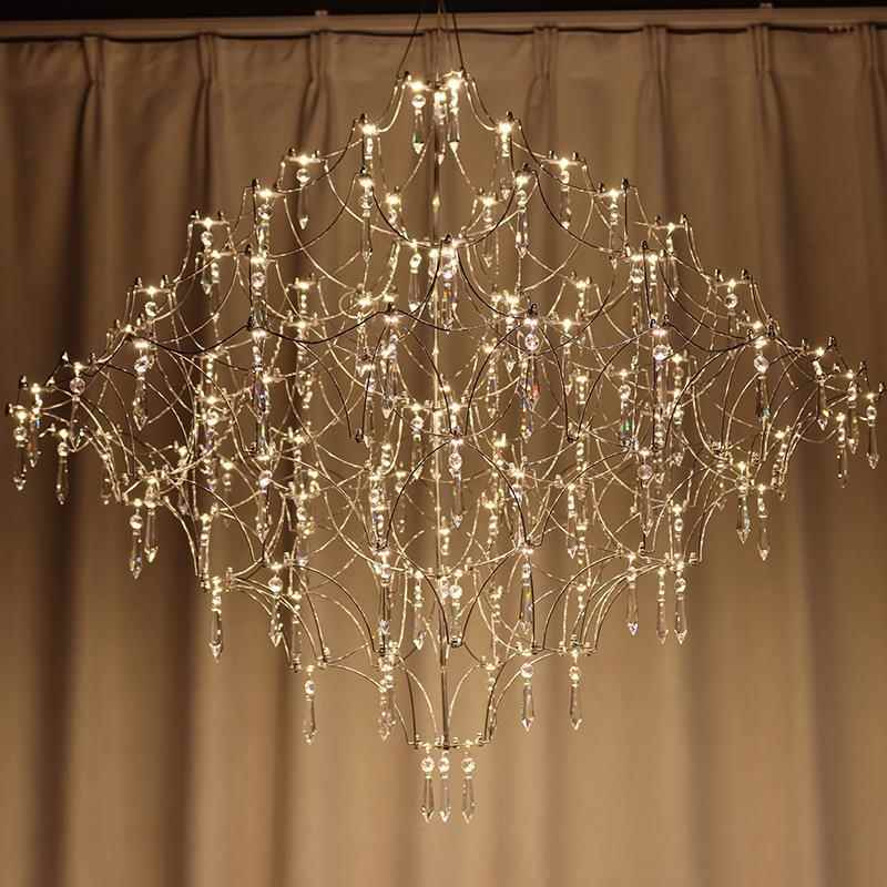 别墅楼梯间复式客厅楼梯间光立方水晶吊灯个性萤火虫样板房展厅灯