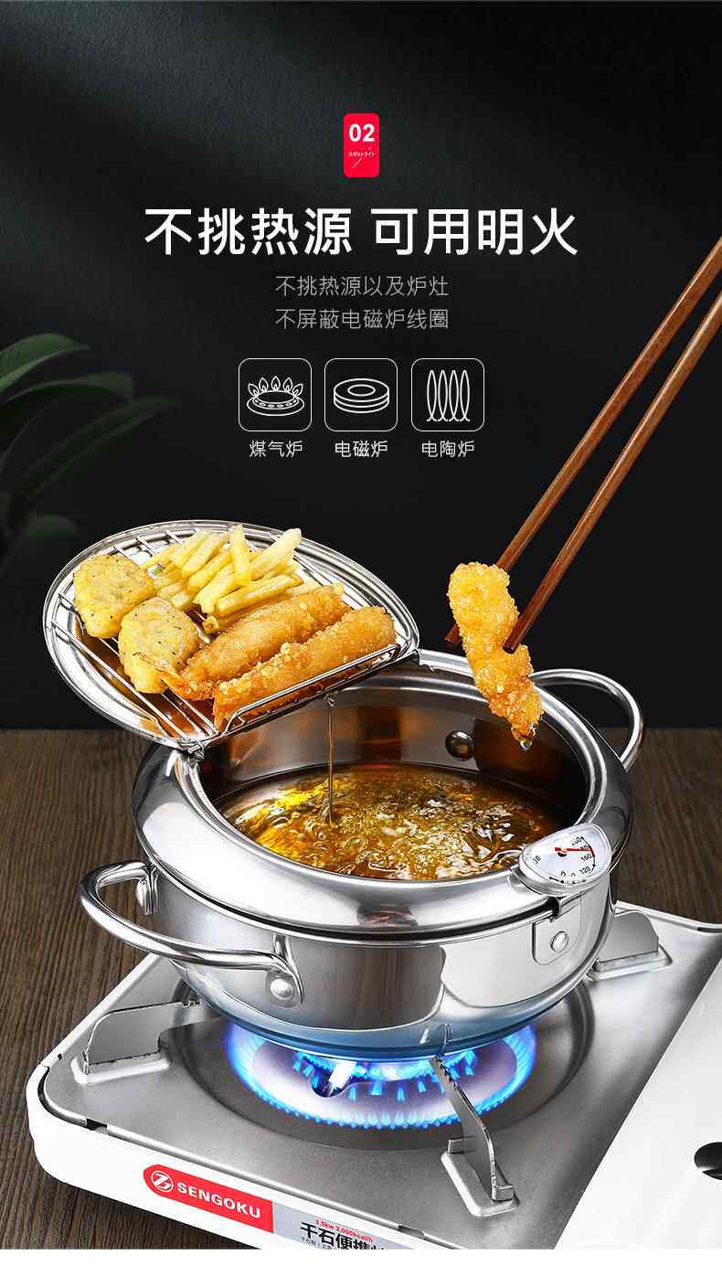 Фритюрница 日式天妇罗油炸锅家用小迷你深控油温燃气瓦斯省油日本小型炸油锅