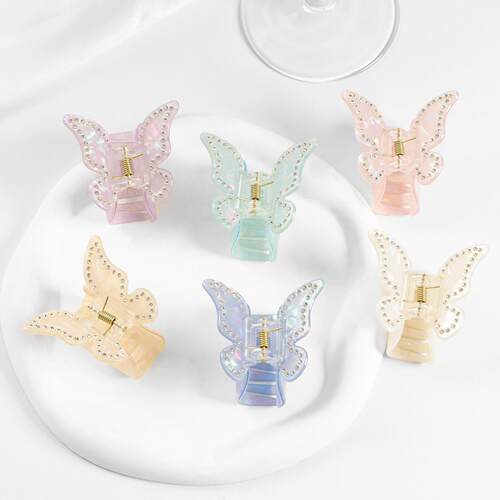 Butterfly Small Hair Claw Clips 镶钻蝴蝶醋酸抓夹鲨鱼夹4.7cm