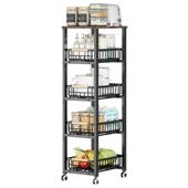 可叠加厨房夹缝置物架落地多层放锅具微波炉可抽拉蔬果家用收纳架