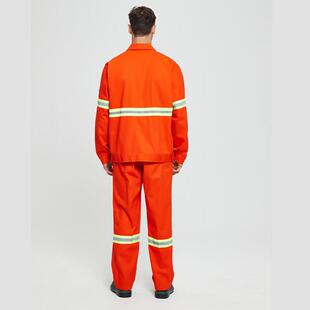 佰益阻燃工作服焊工棉工装 1红75 耐磨反光带条7031FPO橘纯色XL