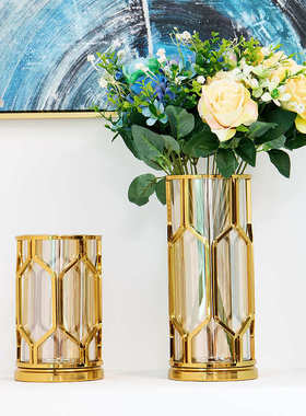 北欧现代飞鹰干花玻璃花瓶简约工艺品玻璃摆设摆件养花奢装饰品轻