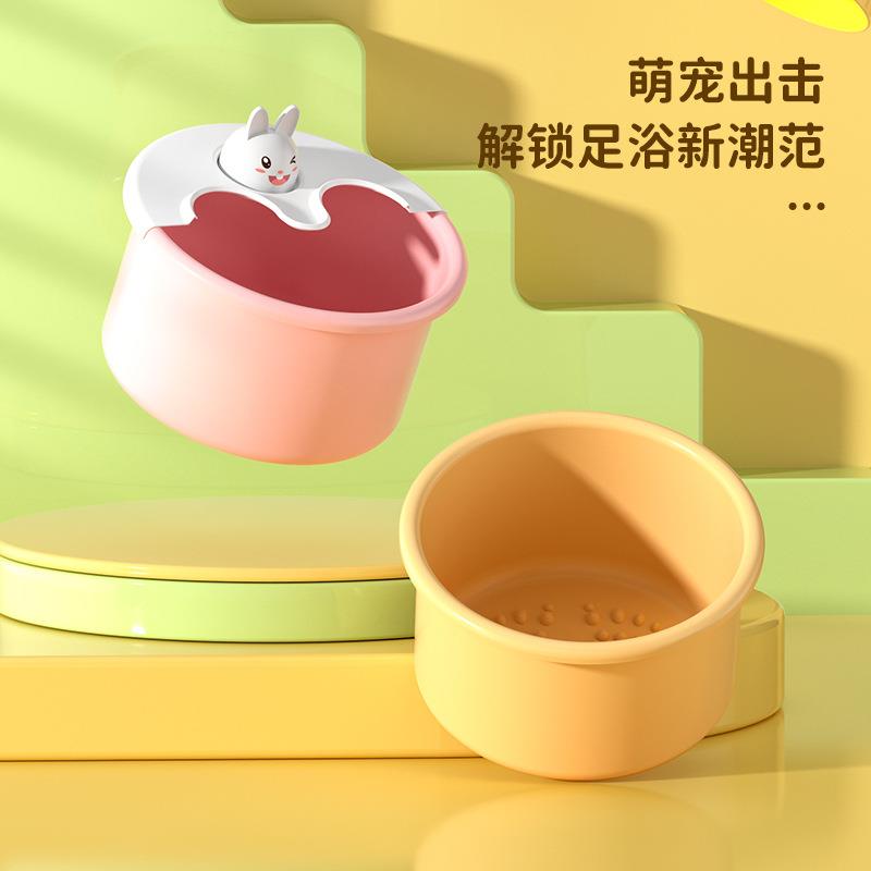 脚儿童泡脚可折叠家用按携摩洗盆过小腿小桶孩便塑EZP料保温足浴