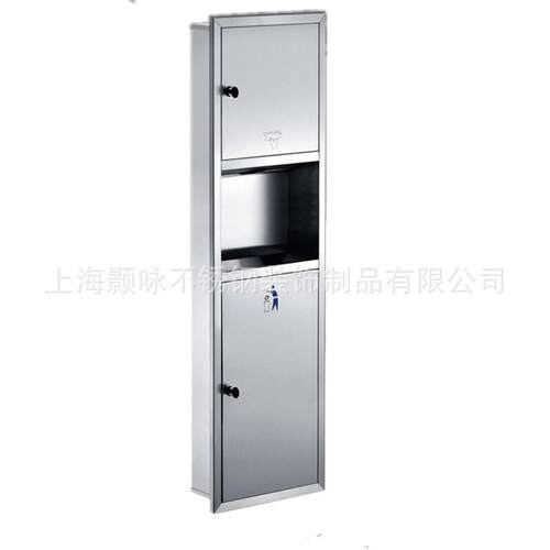 304不锈钢二合一擦手纸盒带垃圾桶暗装嵌入墙式擦手纸巾箱抽纸盒