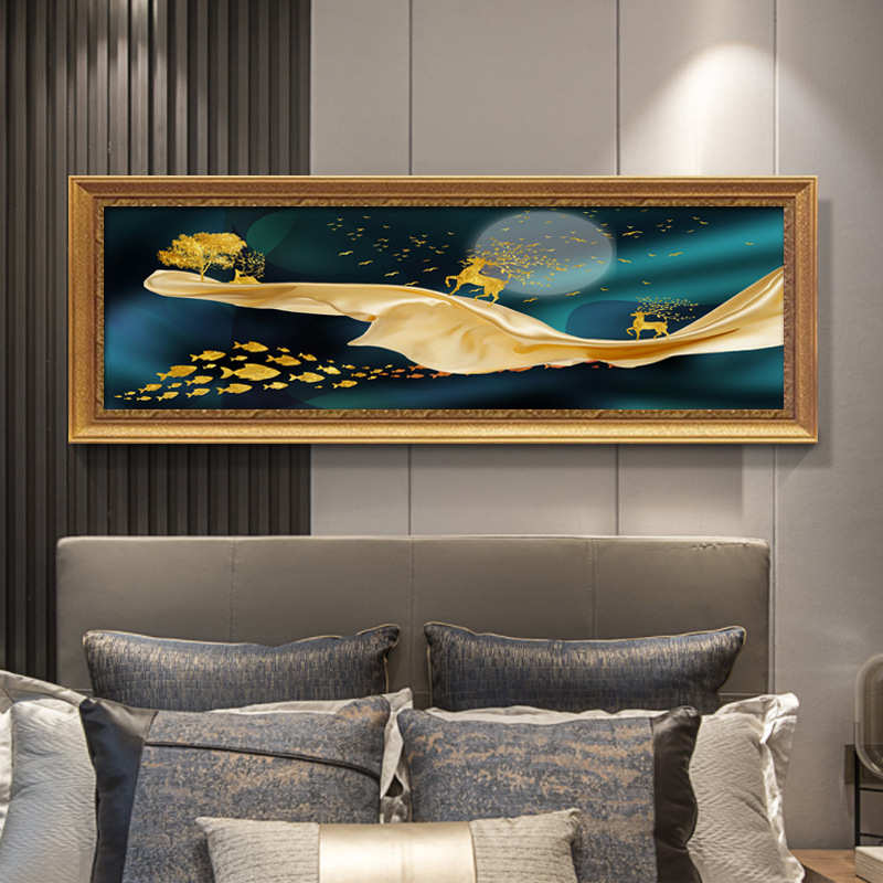 欧式床头卧室装饰画墙画客厅房间挂画大气轻奢沙发背景墙壁画麋鹿图片