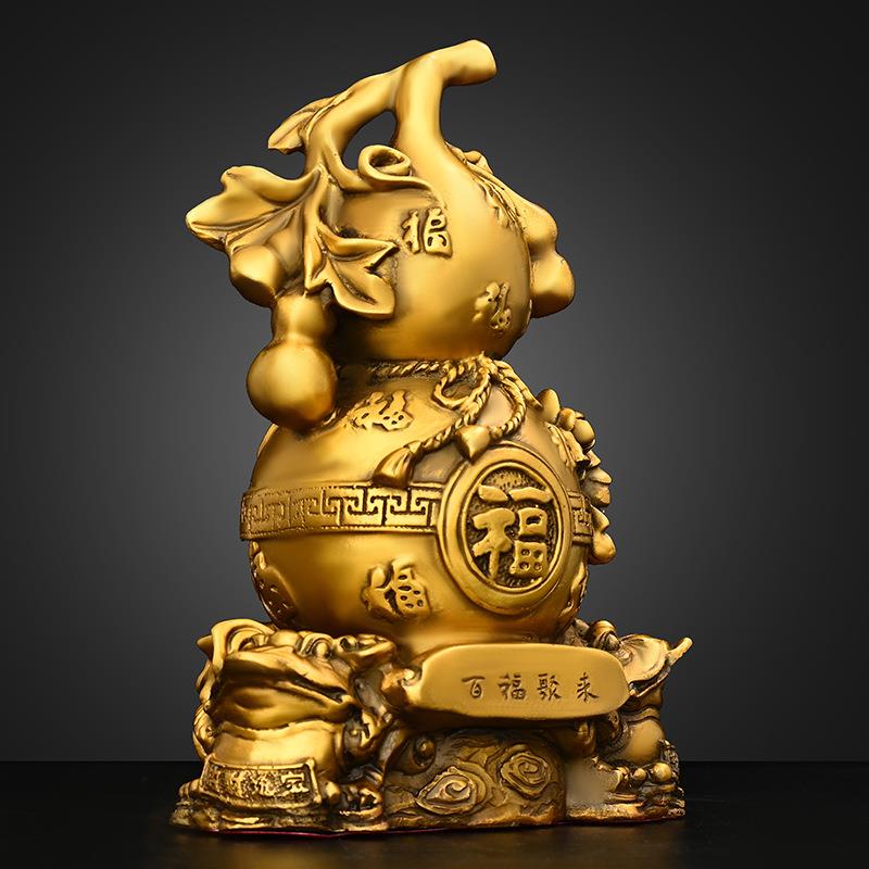 铜葫芦摆件纯铜金蟾百福葫芦吉祥福禄葫芦客厅玄关店铺桌面装饰品