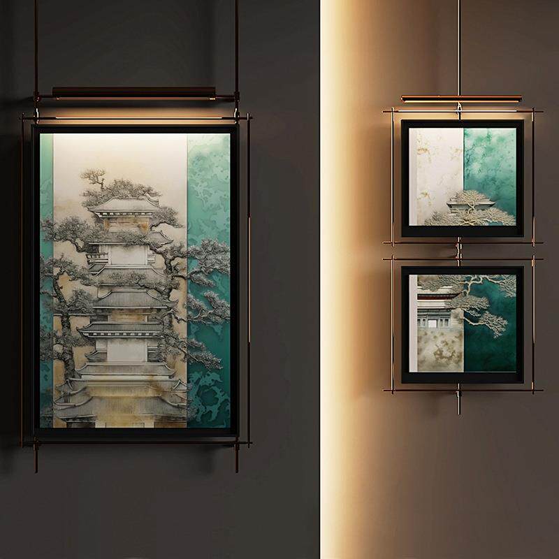 美式挂画装饰画氛围灯销售部酒店高档餐厅客厅卧室挂饰复古壁画灯