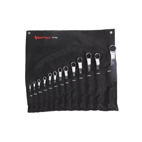 钢盾工具 13件套铬钒钢公制精抛光双梅花扳手套装S017603