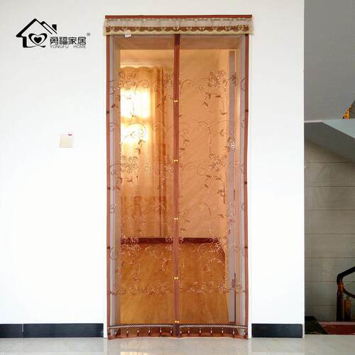 门帘加密纱门蚊帐对卧室门家用防隔断推拉磁性吸轨道夏季蚊软静音