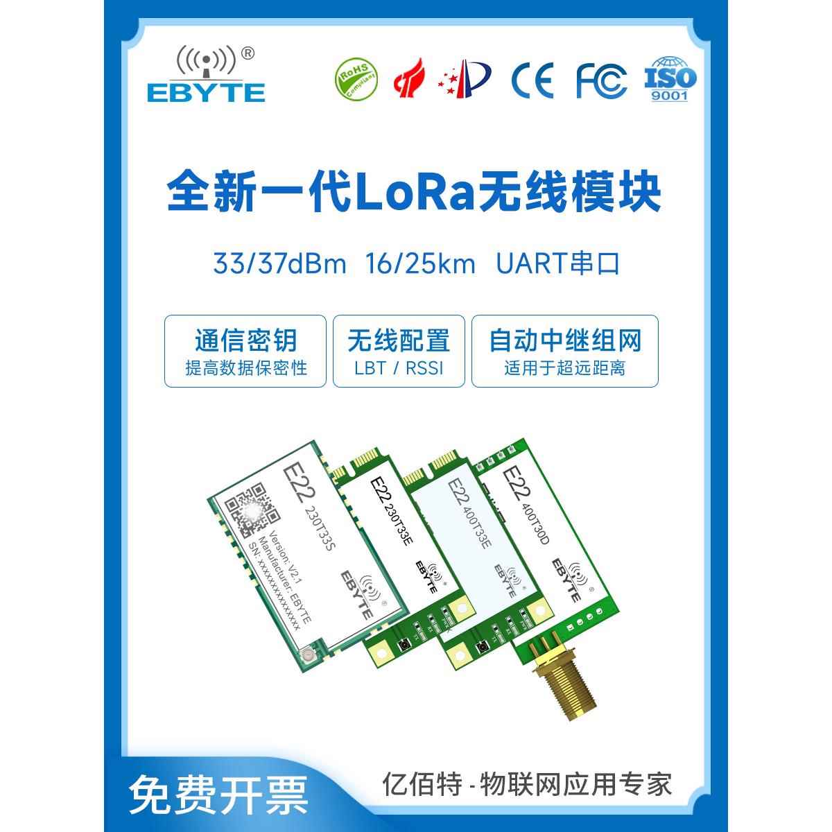 亿佰特新一代LoRa扩频无线模块UART无线配置中继组网大功率远距离